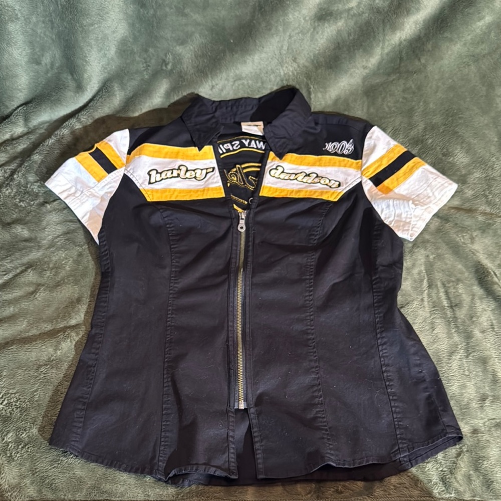 Harley-Davidson Womens Black and Yellow Shirt
